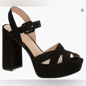 Limelight Amaris Women Platform Open Square Chunky High Black Heels 8.5 Black